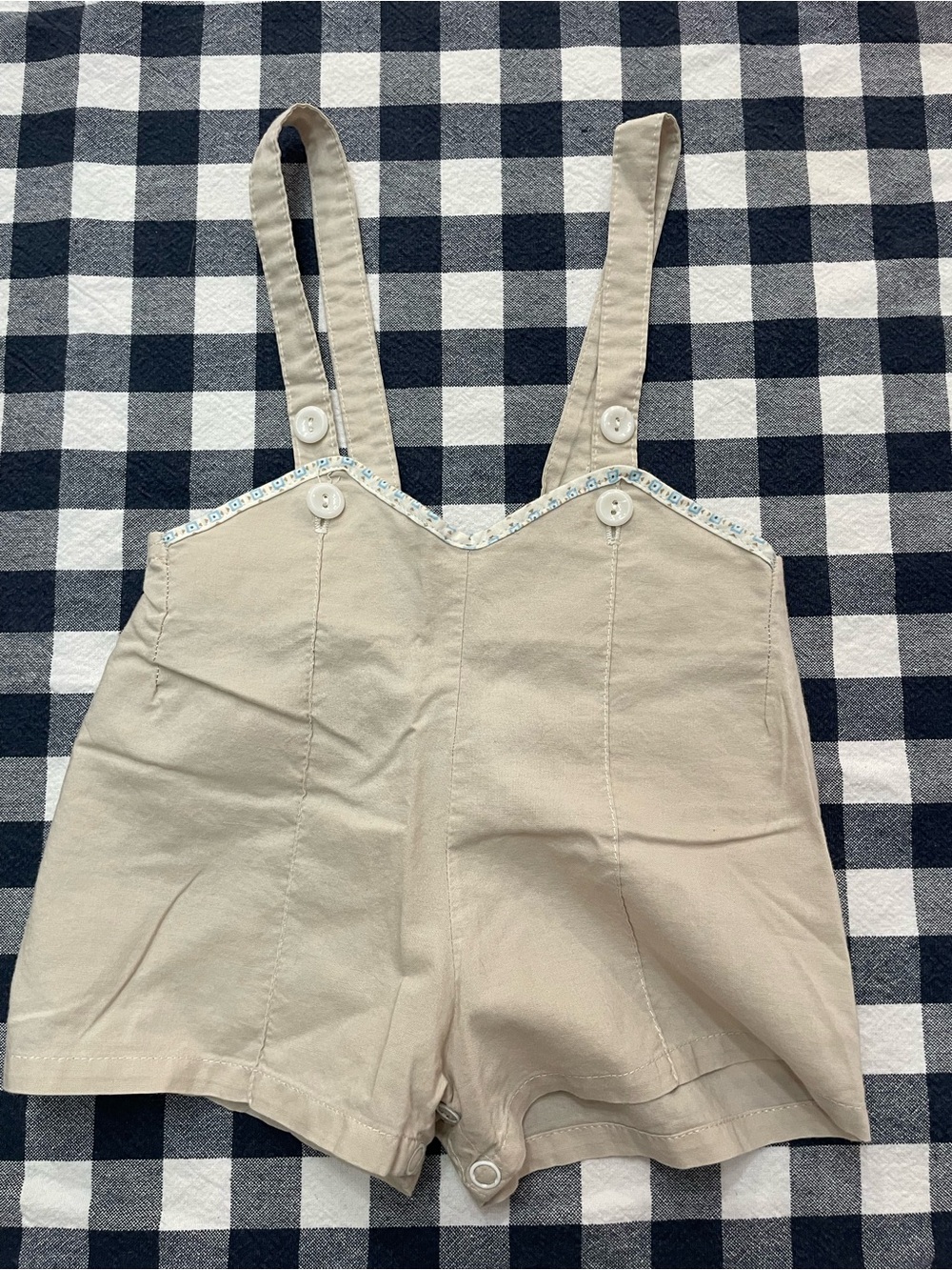 Vintage 60s/70s Cutler’s Cover Ups Baby Romper Overalls Beige Sunsuit 3-6 month